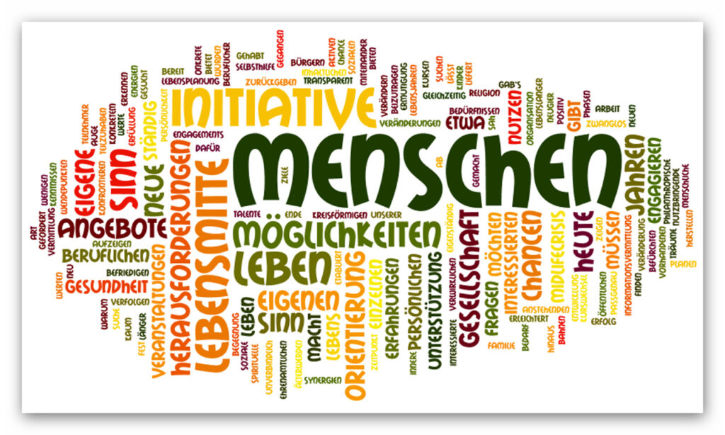 Entdecke deine Grundwerte auf spielerische und gemeinschaftliche Weise im WerteCafé wordcloud mit wertebegriffen