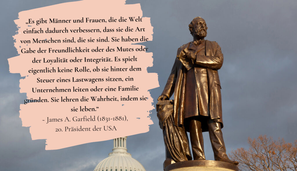 Bild vom James A. Garner Monument mit Zitat